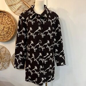 Vintage Focus By Shane Wool Embroidered Floral Jacket Boiled Wool 1X Coat